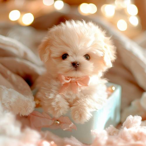 realistic robot puppy interactive electronic pet dog with soft fluffy fur white polyester 6 inch compact size gift box included battery not included for adults collectors