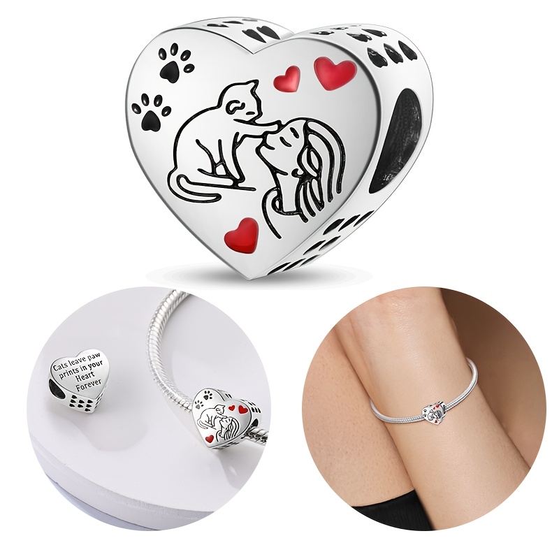 TEMU Diy Handmade Jewelry Making Craft With Charms Pendants - And Cat In A Heart Shape Accessories For Bracelets And Necklaces Valentine's Day Gift