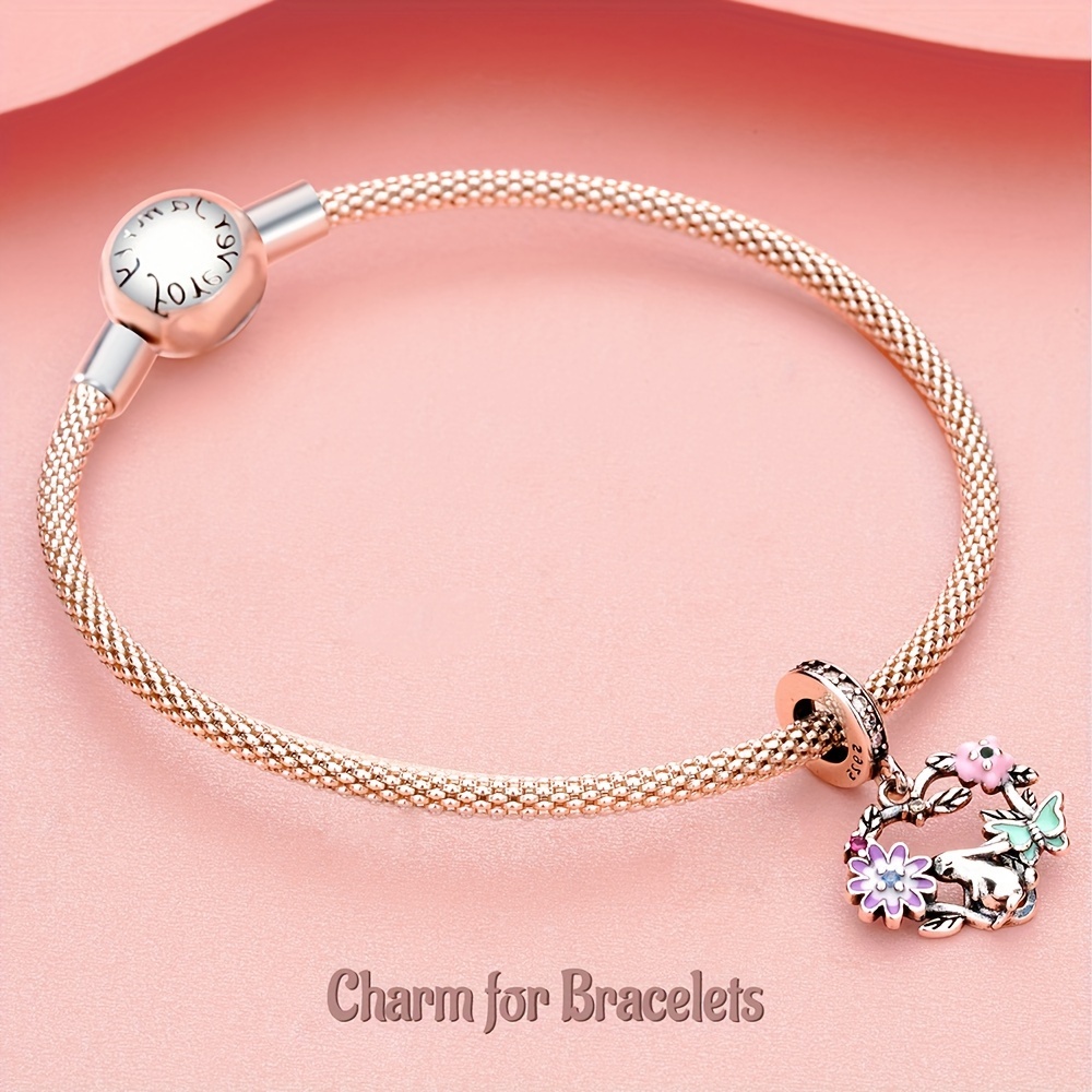 925 Sterling Silver Rabbit Enamel Charm for Moment Bracelet & Necklace