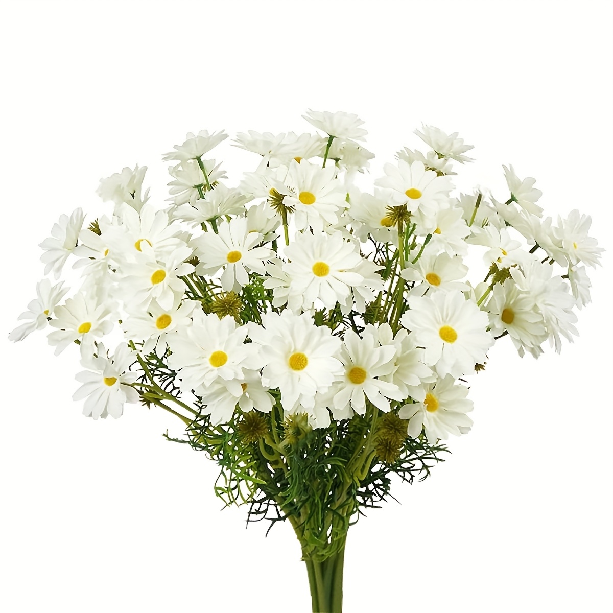 8 Bundles Artificial Flowers White Artificial Daisy Flowers Uv Resistant Outdoor Fake Wildflowers With Stems Greenery Shrubs Plants Arrangements For Wedding Decoration Home Garden Decoration