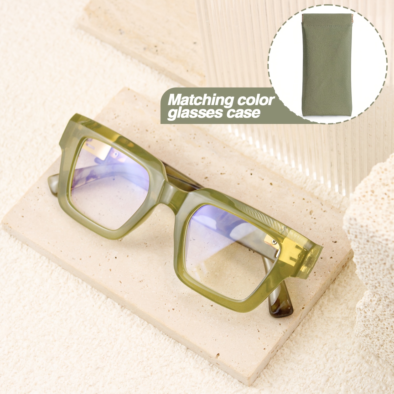 Fashionable Rectangular Women's Reading Glasses with Magnetic Case