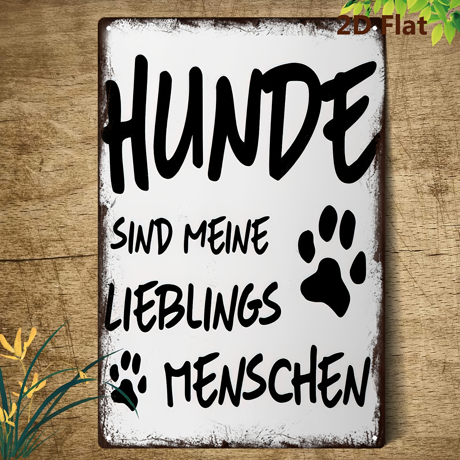 TEMU 2D Flat - 2D Ebene, . Deutsche Hunde- Metall Wanddekoration "He Sind Meine Liebungsmenschen" (Hunde Sind Meine Familie) - 20.32X30.48 Cm Vintage