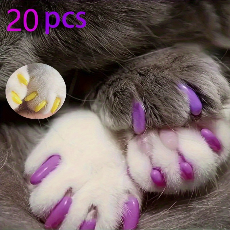 20pcs durable pvc cat claw caps for medium small cats scratch proof nail covers multi color   pet furniture protector with   easy application aesthetic pet accessory stylish covers nontoxic material   0