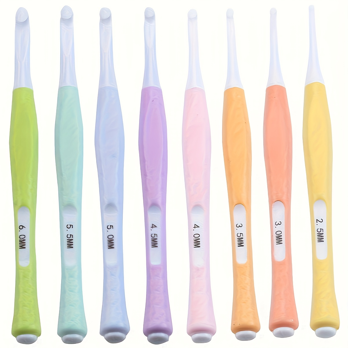 

8pcs Ergonomic Crochet Hook Set With Soft Silicone Handles, Pastel Colors - Includes Size 2mm To 6mm Hooks, Ideal For Arthritis, Beginner-friendly, Random Assortment