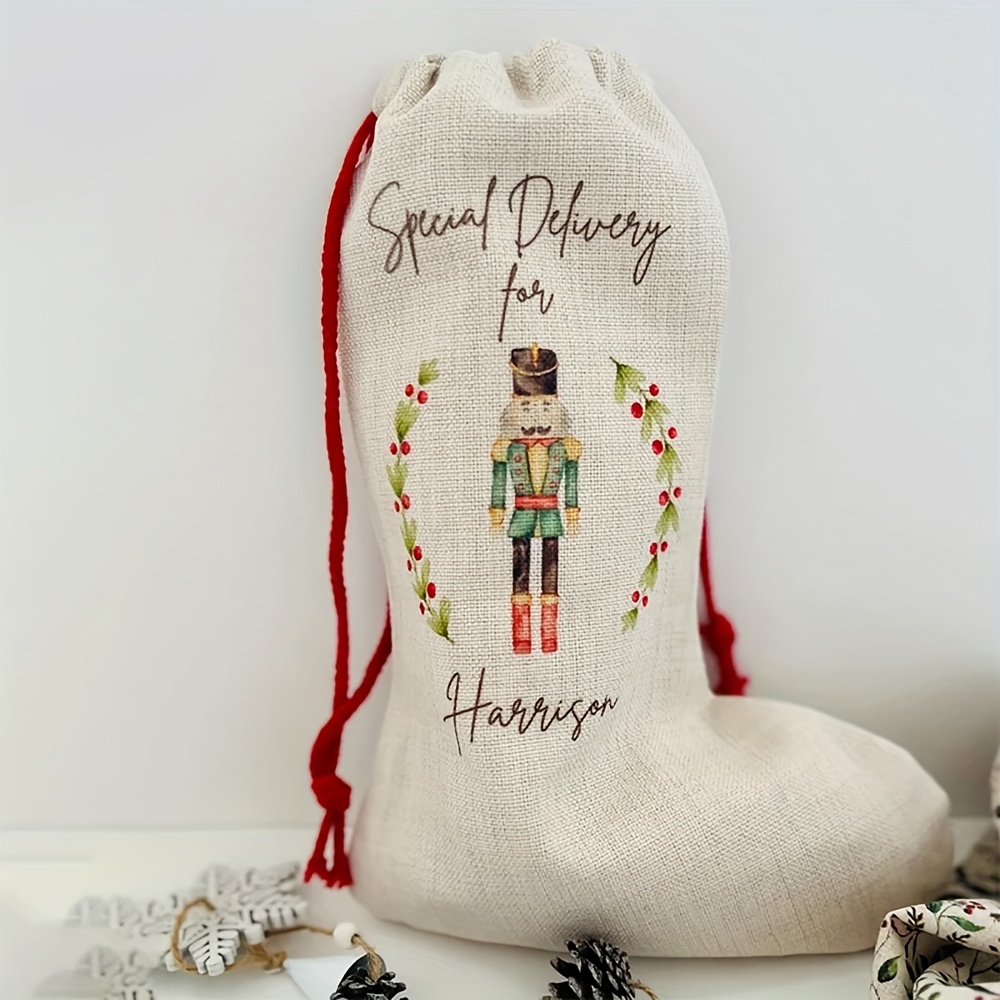 TEMU Personalized Custom Name Ballerina Nutcracker Christmas Stocking Santa Sack Family Merry Christmas Eve Holiday Gift Bag Xmas Box Tree Decoration