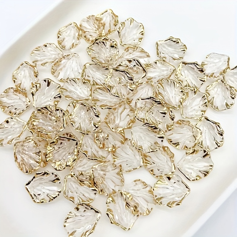 E-shop 120 Stück 17mm Transparente, Heißgoldene, Muschelform, Acrylperlen, Perlen, Lose Perlen. Bastelzubehör, Halsketten, Armbänder, Ornamente,
