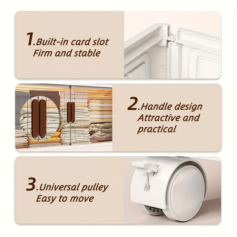 45/50Cm Oversized Folding Storage Cabinets with Wheels And LIDS - Foldable And Stackable Plastic Bins, Storage Cabinets for Household Storage And Organizing Appliances, Folding Storage Bins for Closets, Bedrooms, Kitchens, Office Storage