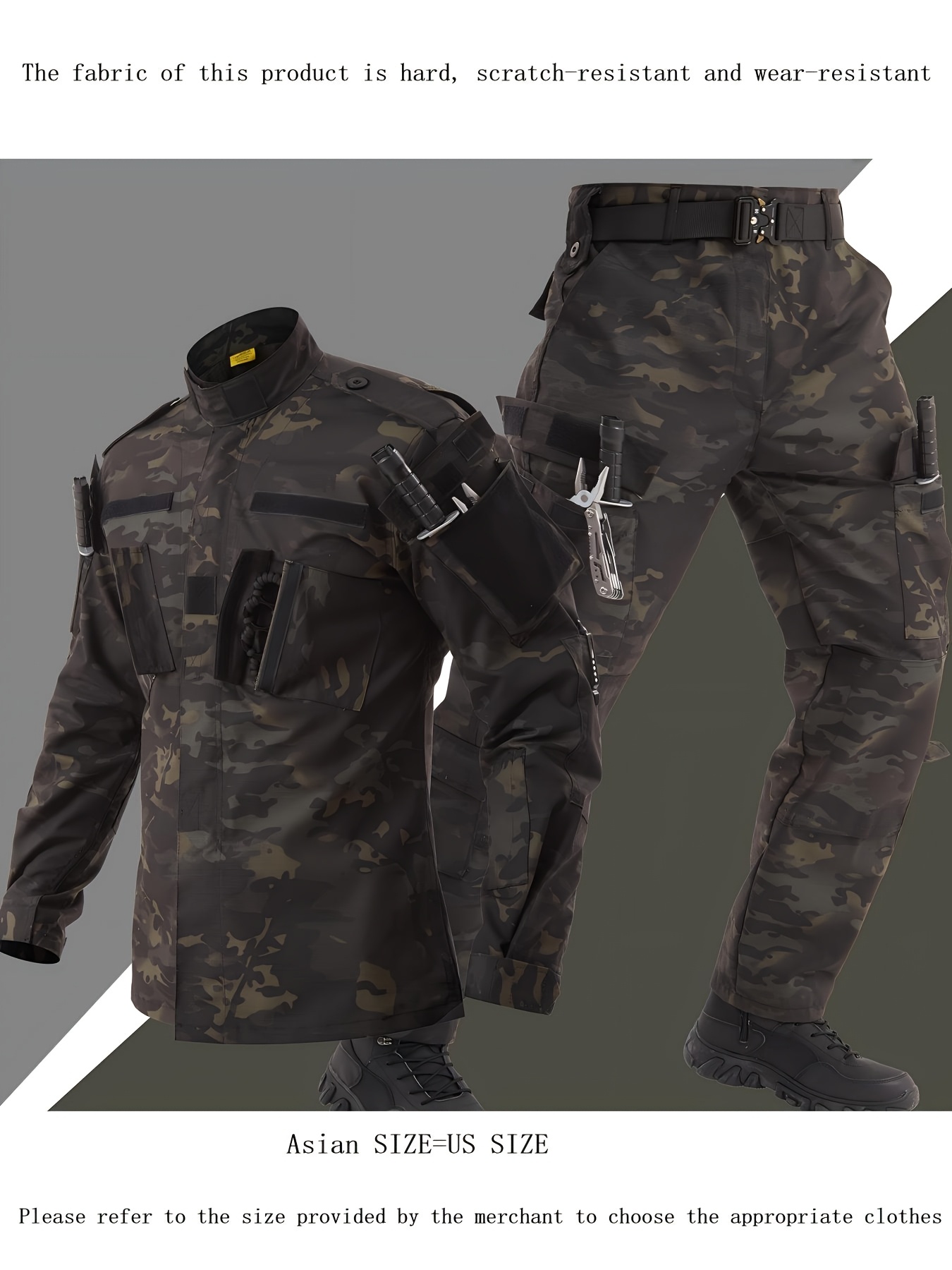 erkekler için outdoor i̇ş kıyafeti acu siyah kamuflaj tulum - hiking, ağaç kesimi, boru bakımı, ütüleme, kampçılık, spor, takım aktiviteleri, fitness antrenmanı, bisiklet ve dağcılık i̇çin çok cepli nefes alabilir dayanıklı çalışma giysisi