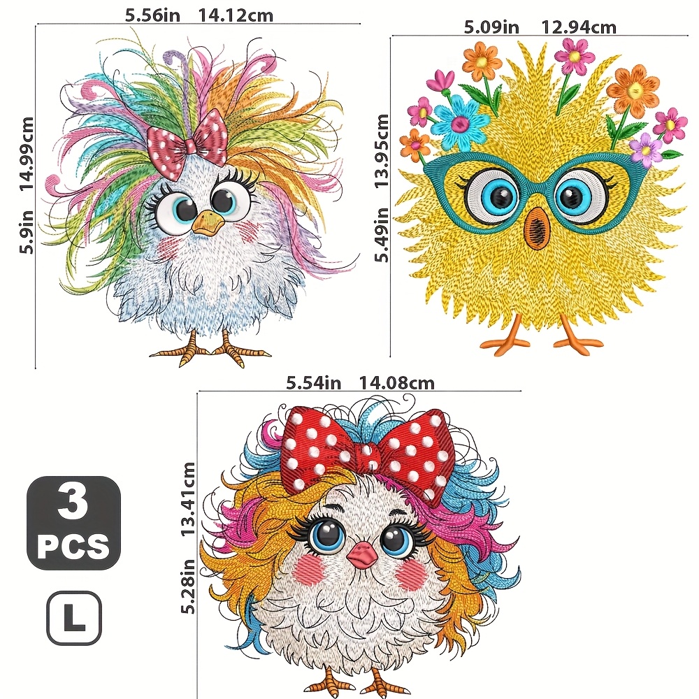 TEMU 3pcs Fun Embroidery Patches, Suitable For Clothing Like T-shirts, Jeans, And Backpacks, Allowing For Personalized Styles That Are Washable And Designed For Heat Transfer
