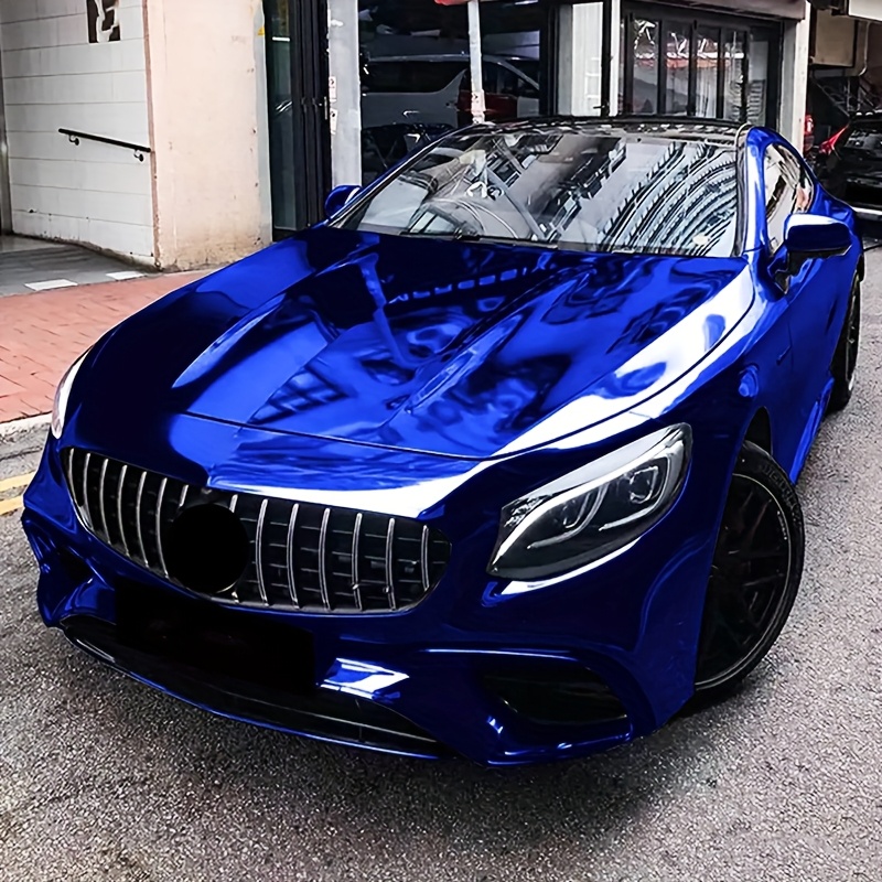 TEMU Premium Mirror Chrome Blue Stretchable Flexible Vinyl Wrap Film With Self-adhesive Diy Car Motorcycle Sticker Decal