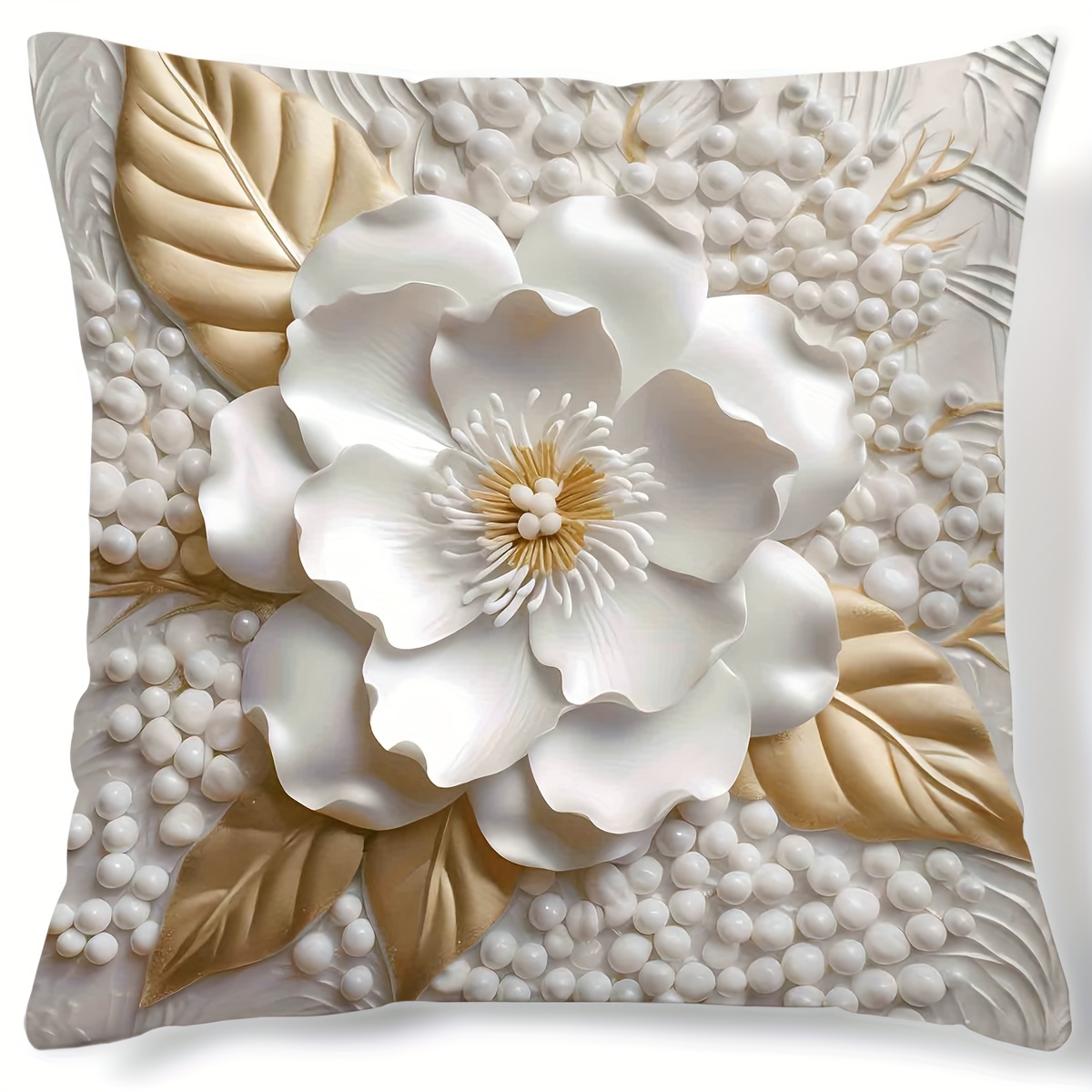 

1pc 3d Floral Digital Print Throw Pillow Cover, Contemporary Style, Home Sofa Decor Cushion Case, Elegant Design, Indoor Accessory, Fits 18x18 Inches Insert