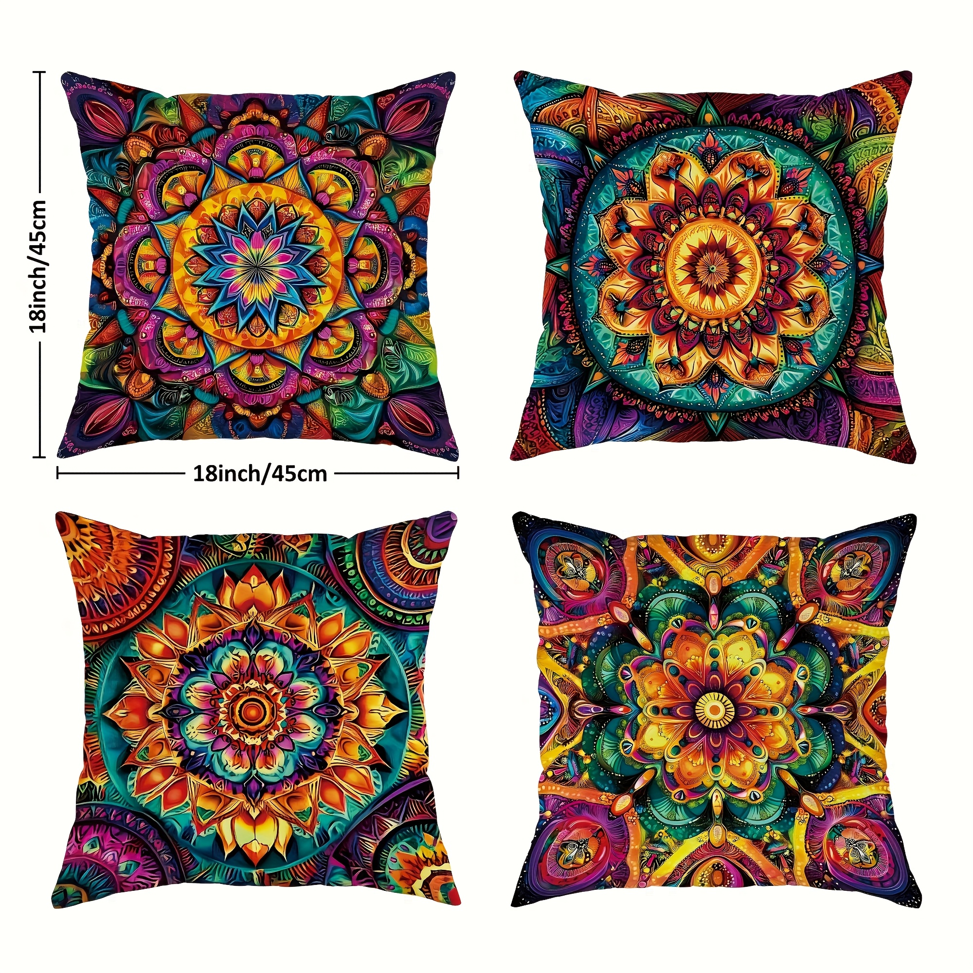 TEMU Juego de 4 fundas de almohada para exterior, 18x18 pulgadas, lavables a máquina, material de poliéster, fundas de almohada decorativas suaves y