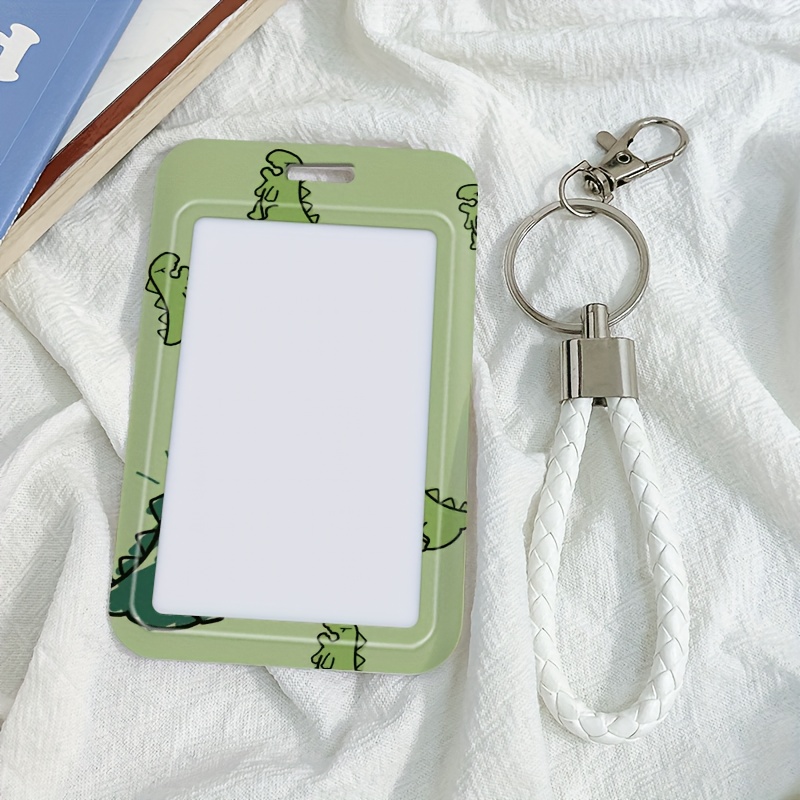 TEMU 2d Dino Id Card Holder With Lanyard - Retractable & Detachable Plastic Card Case Compatible For, Office, Hospital - Cute Dinosaur Protective For