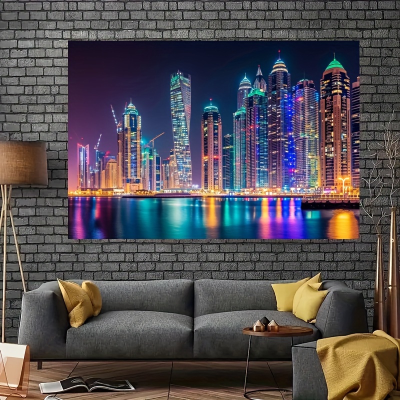1pc mural wallpaper large city night view wall mural for bedroom living room tv background sofa wall party decorations backdrop party photo background table banner extra large wall decor props party supplies