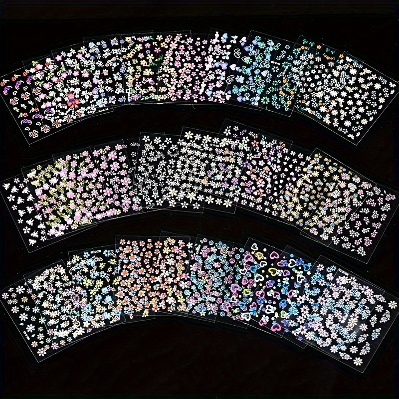 10pcs Cute 3d Small Flower Nail Stickers, Assorted Colors Diy Nail Art Decals