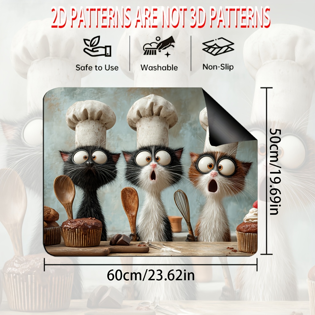 TEMU 1pc Protège-plaque de cuisinière Chat Chef - Tapis de protection avec chaton et chapeau de chef, compatible avec , plaques de cuisson,
