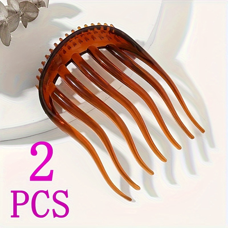 Brown Fluffy Disheveled 7-tooth Comb Makeup Tool Fashion Ponytail Heightening Headwear Insert Comb Easy Decorative Hair Accessory Women's Hair Additions Black Hair Comb Hair Styling Tool