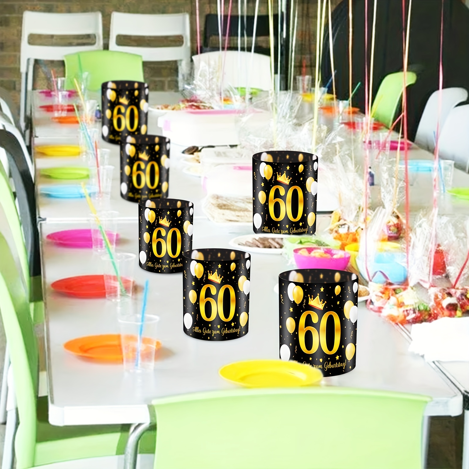 12pcs elegant black golden 60th birthday party lanterns Temu