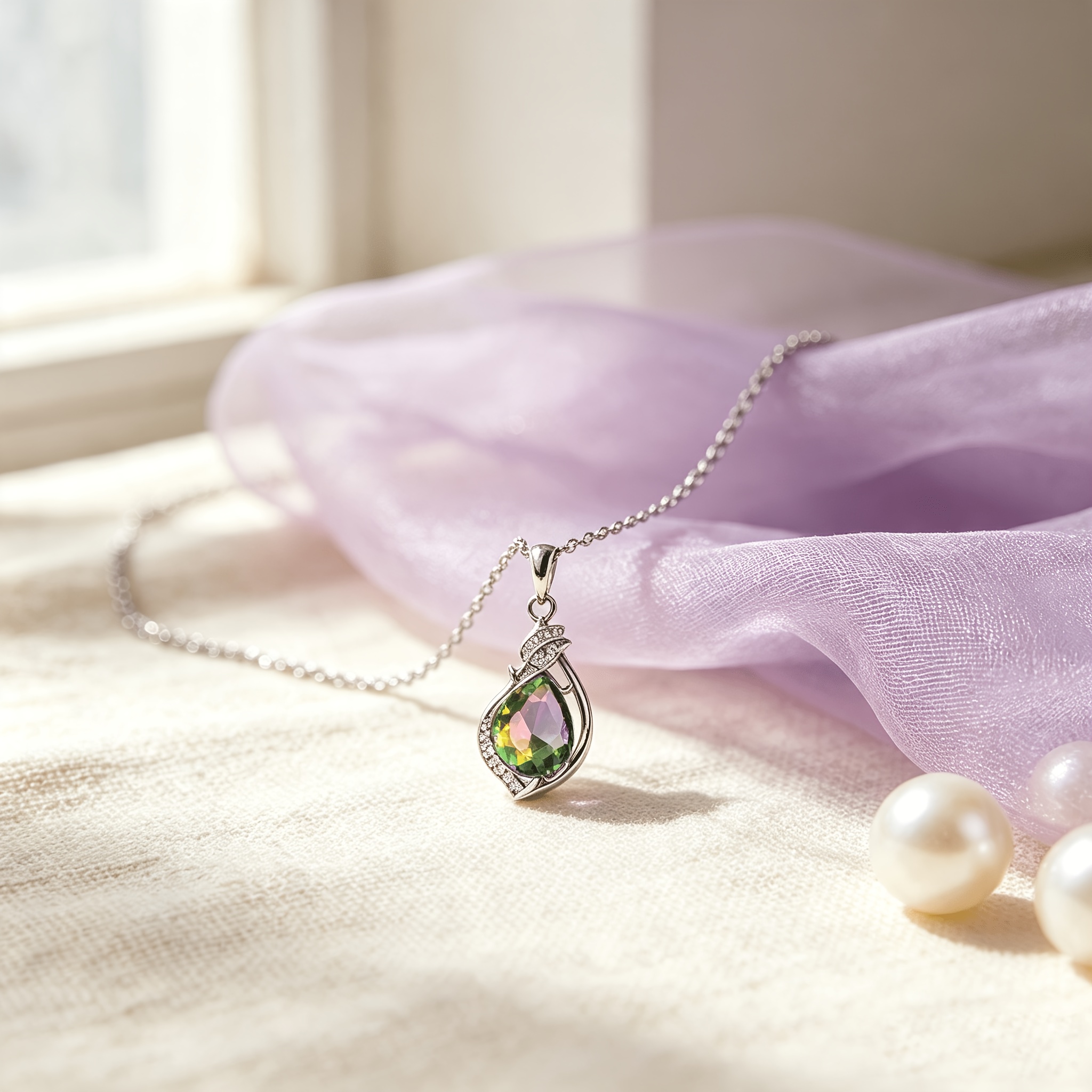 Women's Light Luxury Zirconia Set Choker Necklace with Waterdrop Gemstone