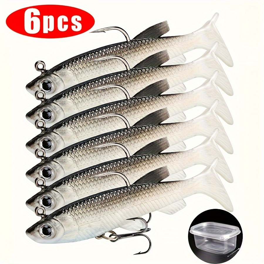 6pcs Multi- Soft Fishing Lures 8cm/12.5g - Realistic Pvc Bait With Sharp Hooks For Fresh & Saltwater