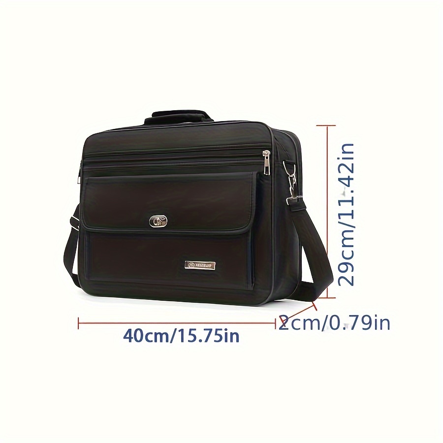 TEMU Solid Black Crossbody Bag With Zipper Closure, Durable Commuter Bag, Briefcase, Slim Laptop Bag For Commute And Daily Use