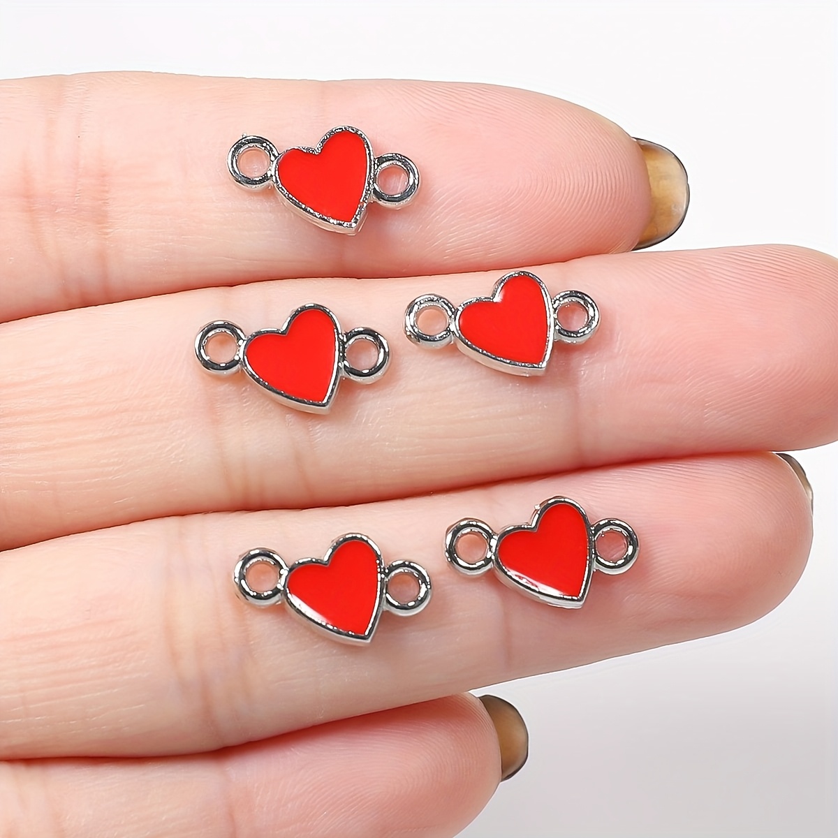 

20pcs Heart-shaped Enamel Charms, Zinc Alloy Pendants For Making - Necklaces & Bracelets Crafting Accessories