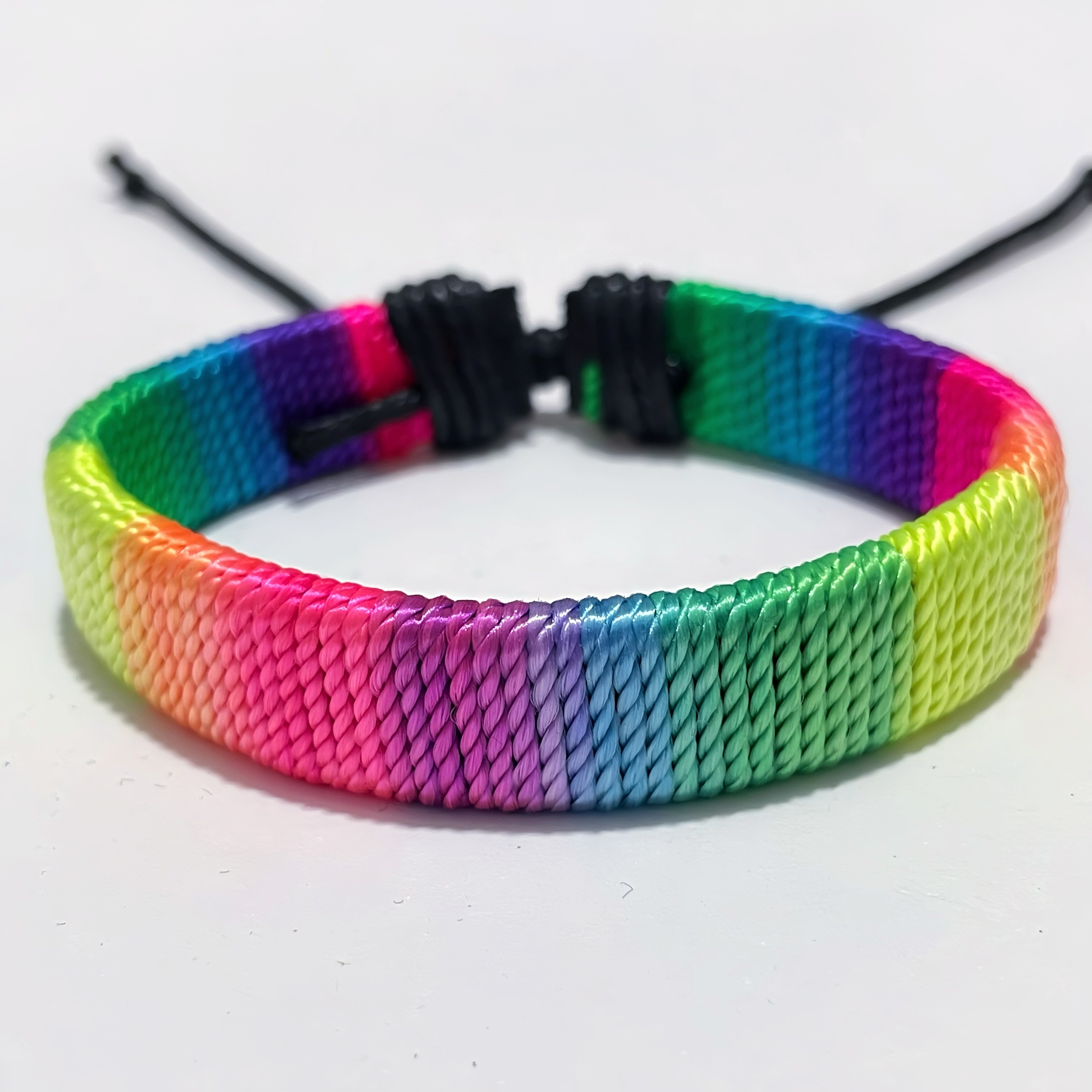 1pc Of Rainbow Bracelet, Handcrafted With Colorful Threads In A Bohemian Style, Suitable For Everyday Wear And Parties
