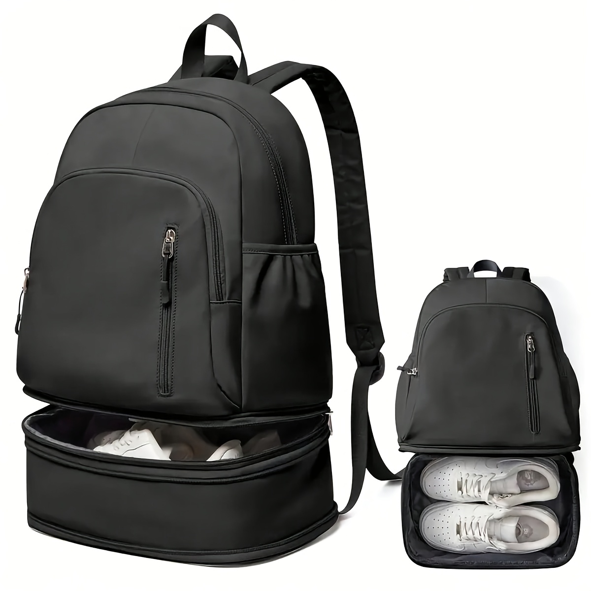   dual compartment backpack with zipper pockets large capacity multi section design for daily   travel and outdoor activities lightweight durable and can fit shoes ideal for students office workers and casual use casual backpack minimalist backpack durable backpack