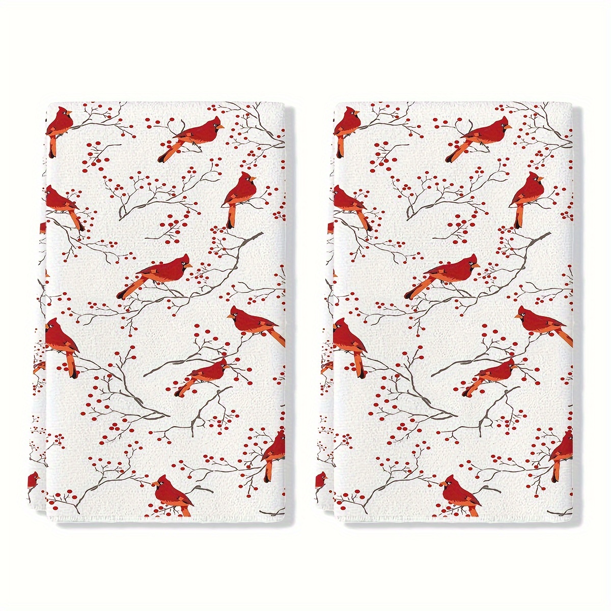 

2pcs Set Christmas Kitchen Towels - Ultra Soft Microfiber, Red , Drying Dishes & Bathroom Use