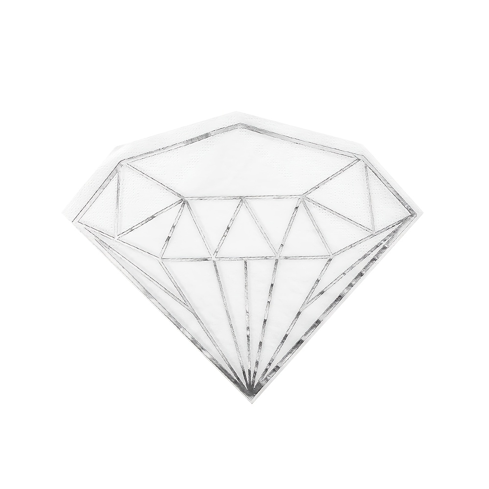 E-shop 16 Stück Diamant-geprägte silberne Servietten, diamantförmige Einwegservietten für Valentinstag, Hochzeit und