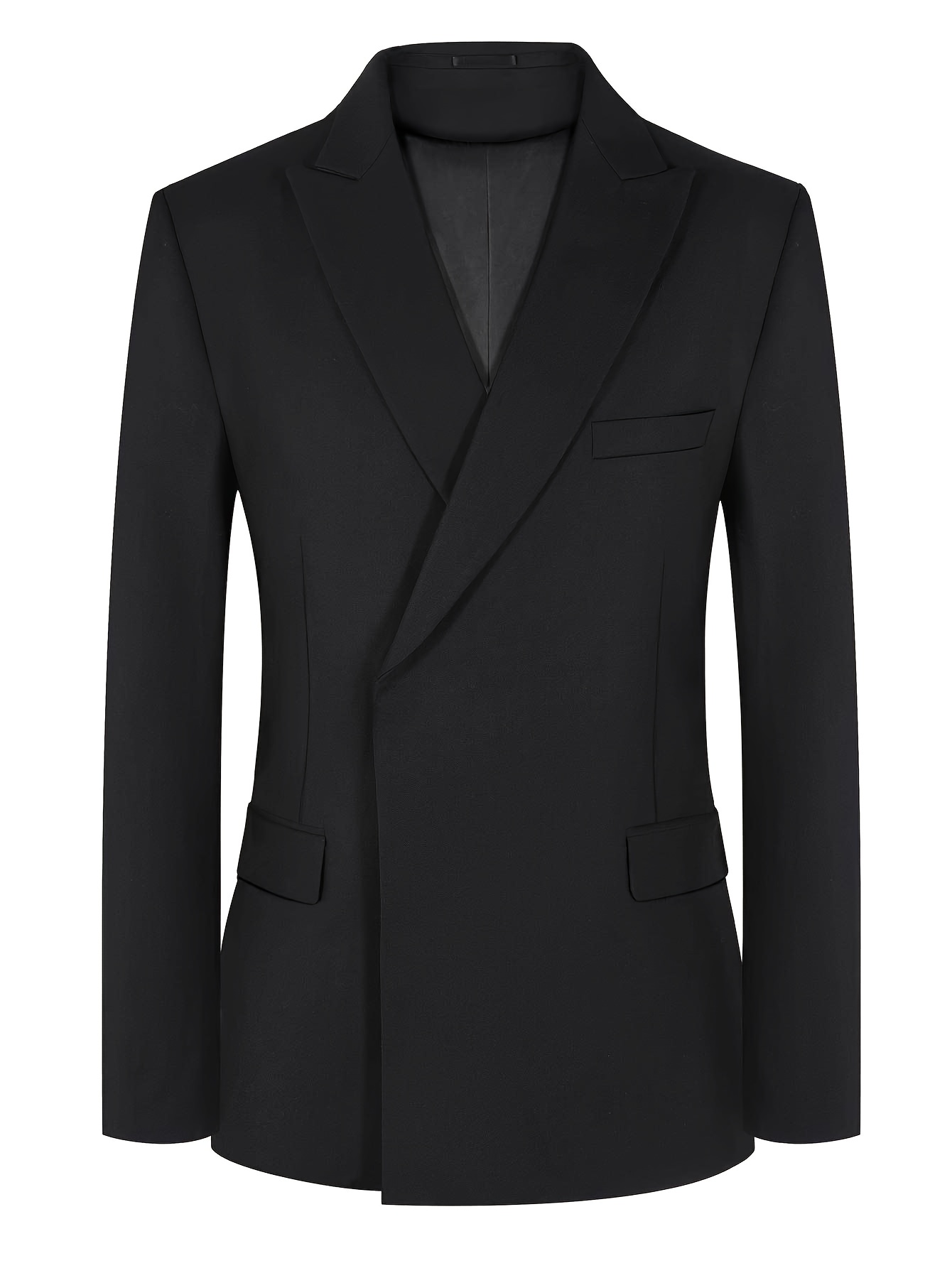 Men S  -Fit Business Casual   with Notch Lapel & Hidden Button Closure - Solid Black Single-Breasted Jacket,   Versatile Office & Casual Attire,   for Professional & Stylish Outfits, Sophisticated Tailoring, Nonstretch Fabric, Work Attire, Modern Menswear,   Tailoring, Stylish Outerwear, Fashionforward Men, Elegant Suit For Men, Elegant Smoking For Men, Tuxedo Suit For Men, Men S Suit, Men S Suit Set