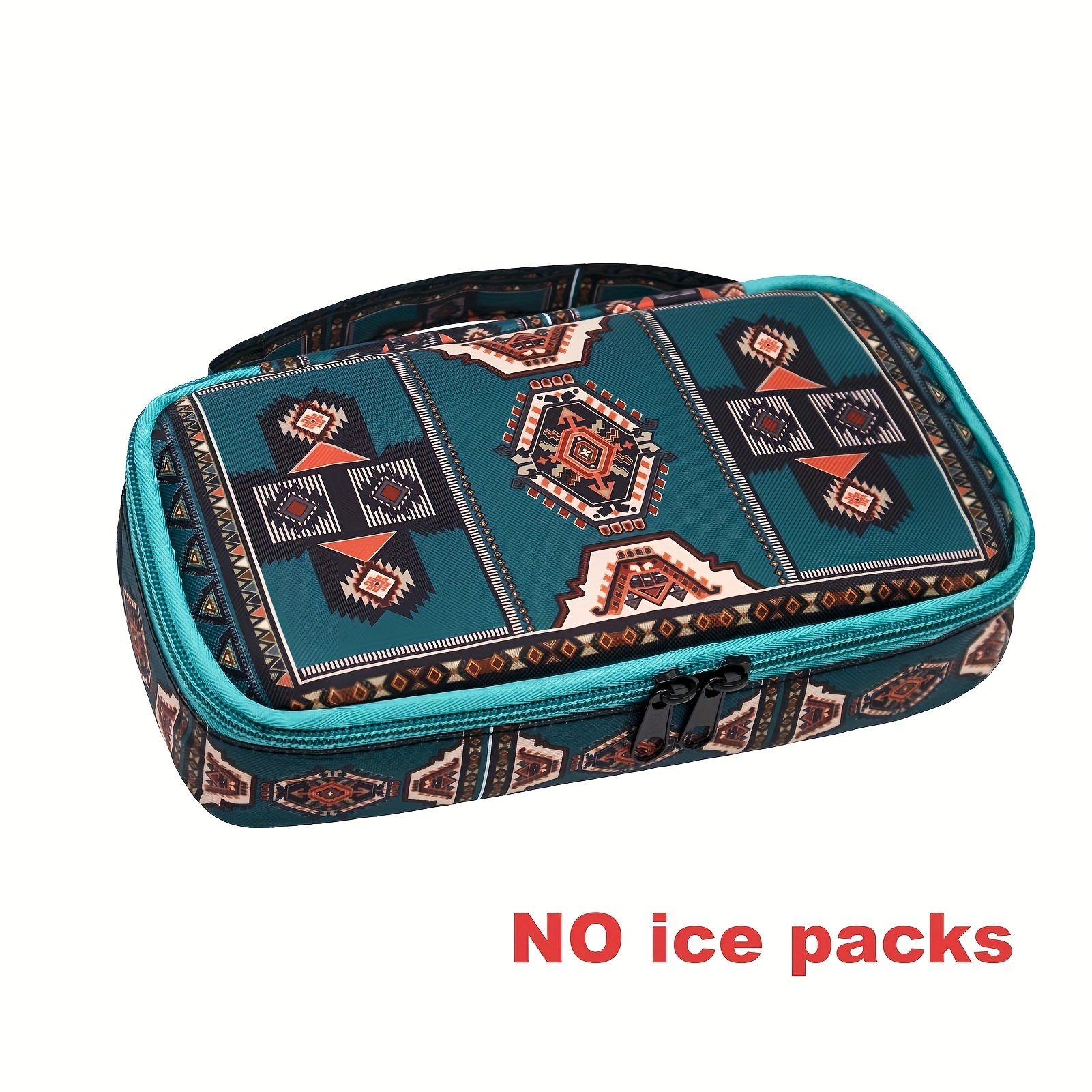 Image of [case Only] Large Portable Insulin Cooler Travel Bag - Lightweight, For Outdoor Camping And Travel, Insulated Compartment To Medication, Medication Cooler Bag | Boho Flower Print | Polyester Cooler