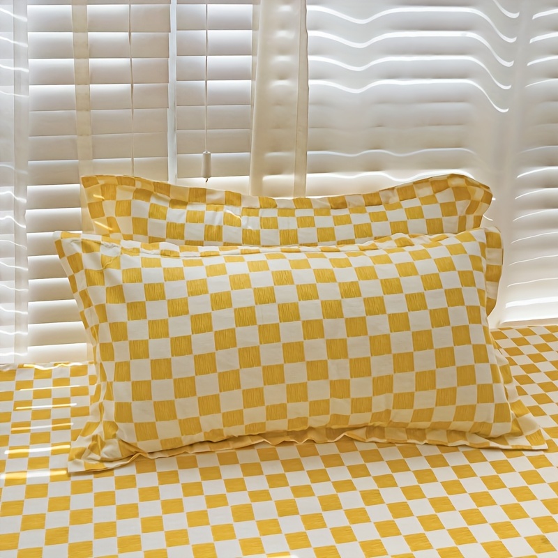 TEMU 2pcs Checkered Printed Pillowcases, 100% Polyester Fleece Fabric, Soft And Skin-friendly, Comfortable And Breathable, Suitable For All Scenes,