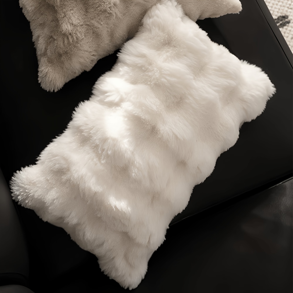 TEMU 1pc White Fluffy Soft Bubble Rabbit Decorative Pillow Cover, Suitable For Sofa And Bedroom Home Decor Pillows