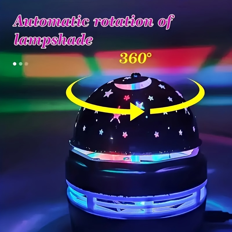 

1pc Usb Star Projector With Color Changing Led, Cord Included - Portable Stage Disco Lights For Ktv, Dance, Decor, 360° Rotating Lampshade, Abs Material, Electronic Components, Operating Voltage ≤36v