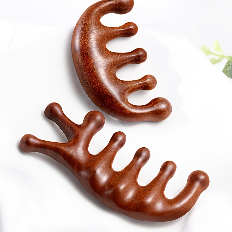 1 peine de masaje de estilo chino antiguo, adecuado para el cuero cabelludo y el cuello, con un diseño de cinco dedos, cinco dientes y bolas redondas para el Black Friday