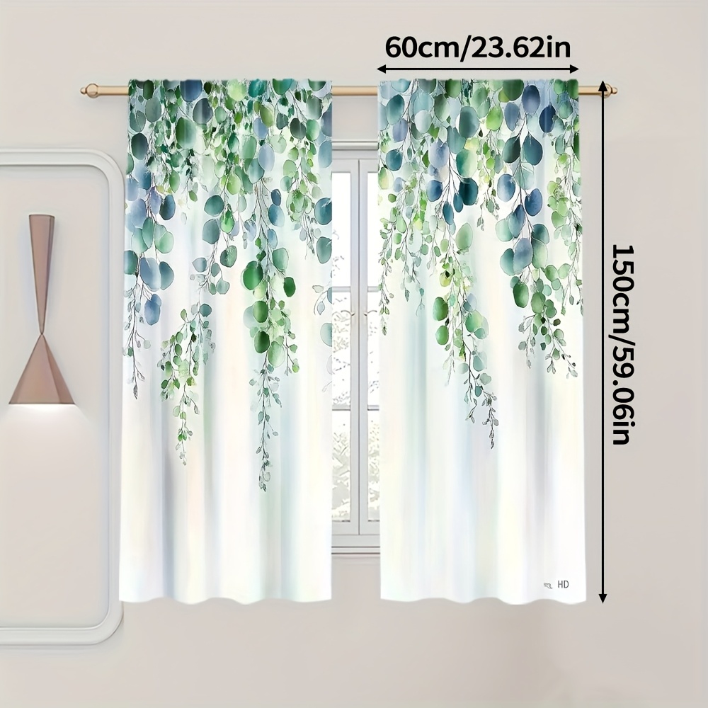 TEMU 2 Pezzi, E Estate Romantic Leaf Le Semplici Tende Dei Quattro , 100% Poliestere, Adatte Per , Il Bagno, La Camera Da Letto, La Decorazione
