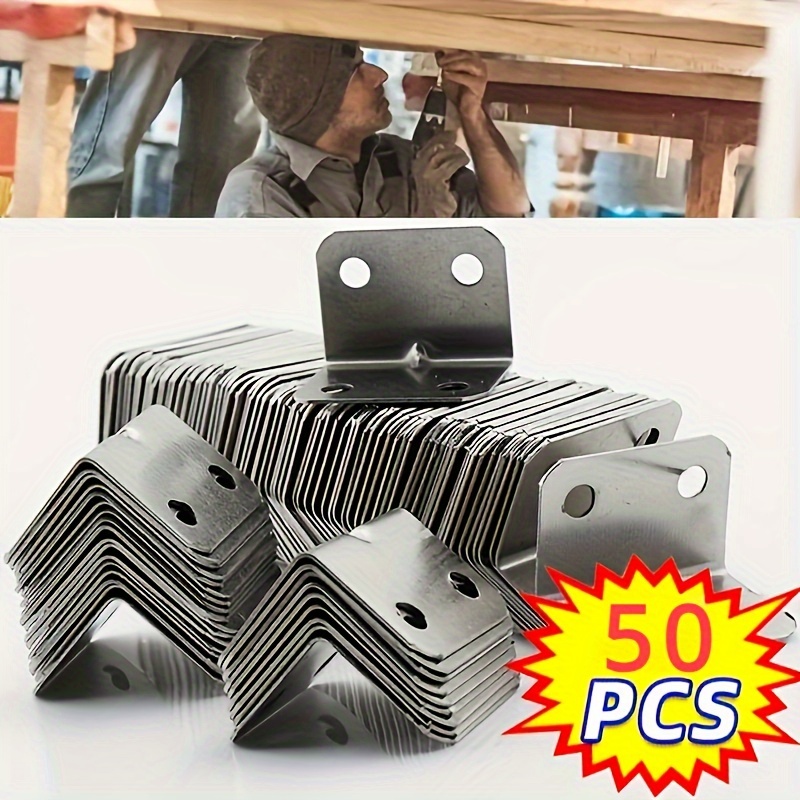 

50-pack Stainless Steel L-shaped Corner Braces, 90 Degree Angle Joint Connectors, Reinforcement Bracket Fasteners For Furniture, Tables, Chairs & Cabinets