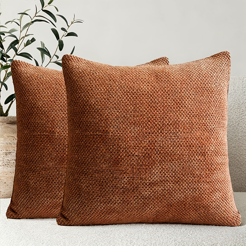 TEMU 2-pack Soft Chenille Decorative Pillow Covers By Bocwre, Solid Neutral Textured Cushion Covers For Sofa, Bedroom And Living Room Home Decor (),