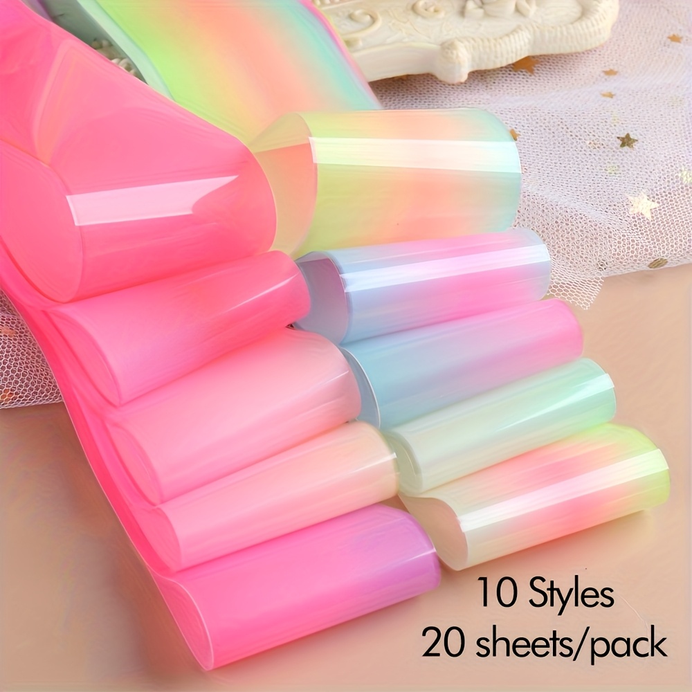 Image of 20 Sheets Gradient Pink Nail Stickers Transfer Decals Nail Art Starry Sky Transfer Paper Nail Decals Design Starry Nail Art Additions Women Nail Art Decoration