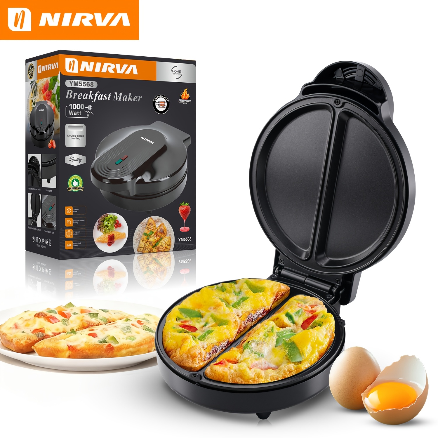 Electric Maker, Fast-heating Household Cooking Appliance, Double-grid Maker, Coating, Household Dessert Cooking Machine, Easy-to-clean Kitchen Breakfast Cookware, Household , Pancake Barbecue Baking