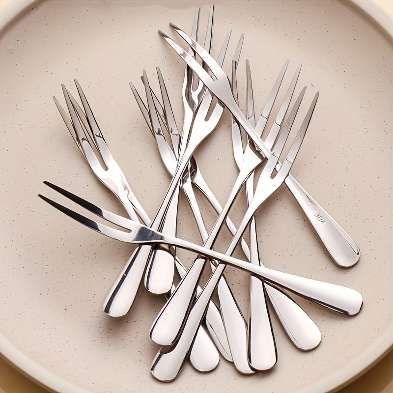 TEMU Set Of 20 Stainless Steel Dessert Forks - Elegant Mini Fruit Forks, Tasting And Salad Forks, Durable Small Utensils For Home And Kitchen Use