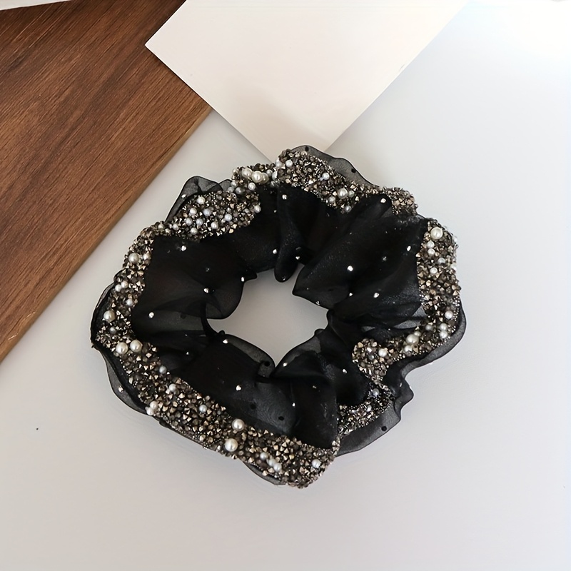 TEMU 1pc Bright Rhinestone Large Hair Tie Hair Circle
