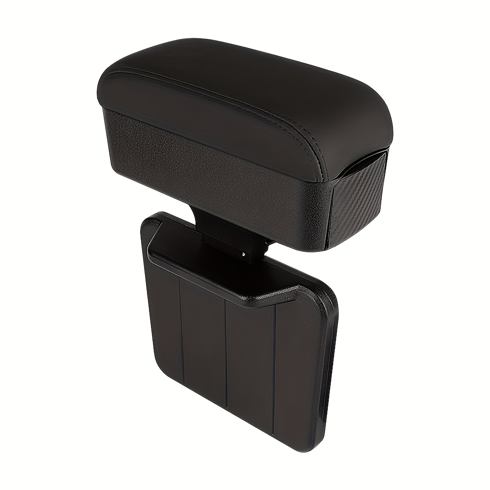 Car Armrest With Hidden Cup Holder - Center Console Organizer, Large Storage Box, Pu Leather With Carbon Texture, For Driver/passenger Side - Compatible With Most Vehicles, Vehicle Organization