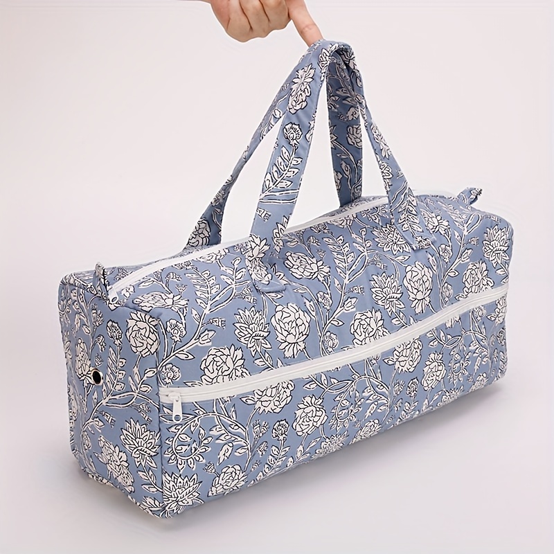 1pc extra large cotton yarn storage tote bag portable rectangular knitting yarn organizer with single hole design mixed color portable yarn bag stylish tote design cotton storage bag