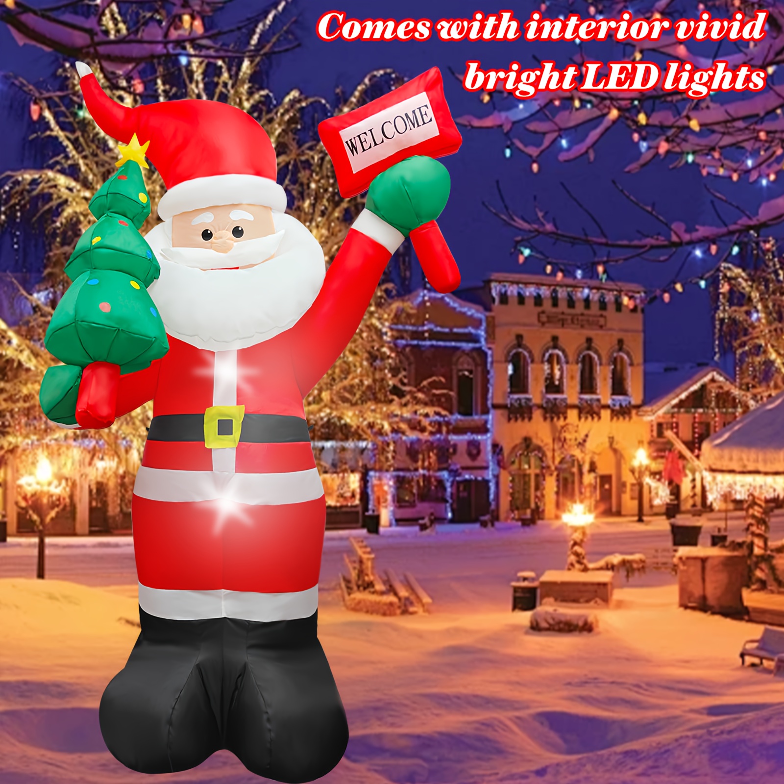 

1pc Inflatable Santa Claus Christmas Outdoor Decoration With Built-in Led Lights Christmas Holiday Party Outdoor Home Decoration Suitable For Lawn/garden//indoor