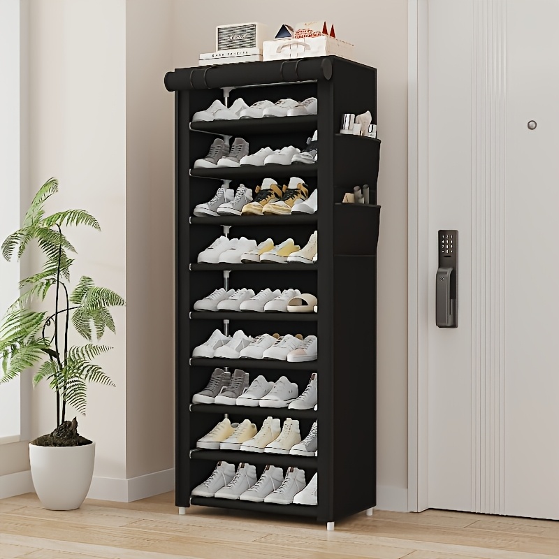 E-shop Multifunktionaler Schuh-Organizer mit 6/8/10 Ebenen - Einfach zu montieren, tragbare Aufbewahrung, geeignet für 15-27 Paar Sneaker, High Heels