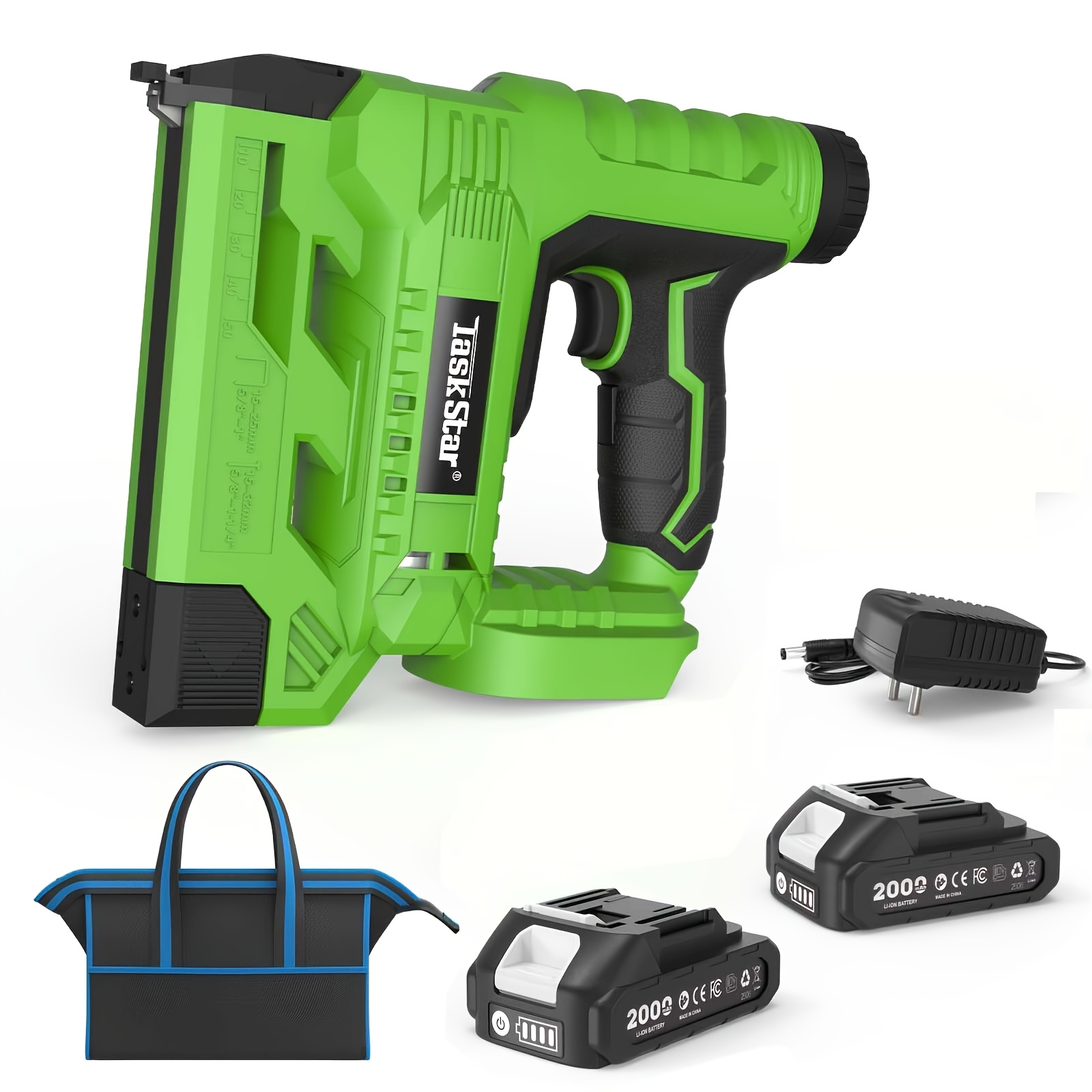 TEMU Taskstar Pro 18G Cloueuse à brad et agrafeuse fil 2-en-1, Kit de pistolet à clous à piles, Anti-blocage, de de , 2 X 2.0Ah Batteries, 1200