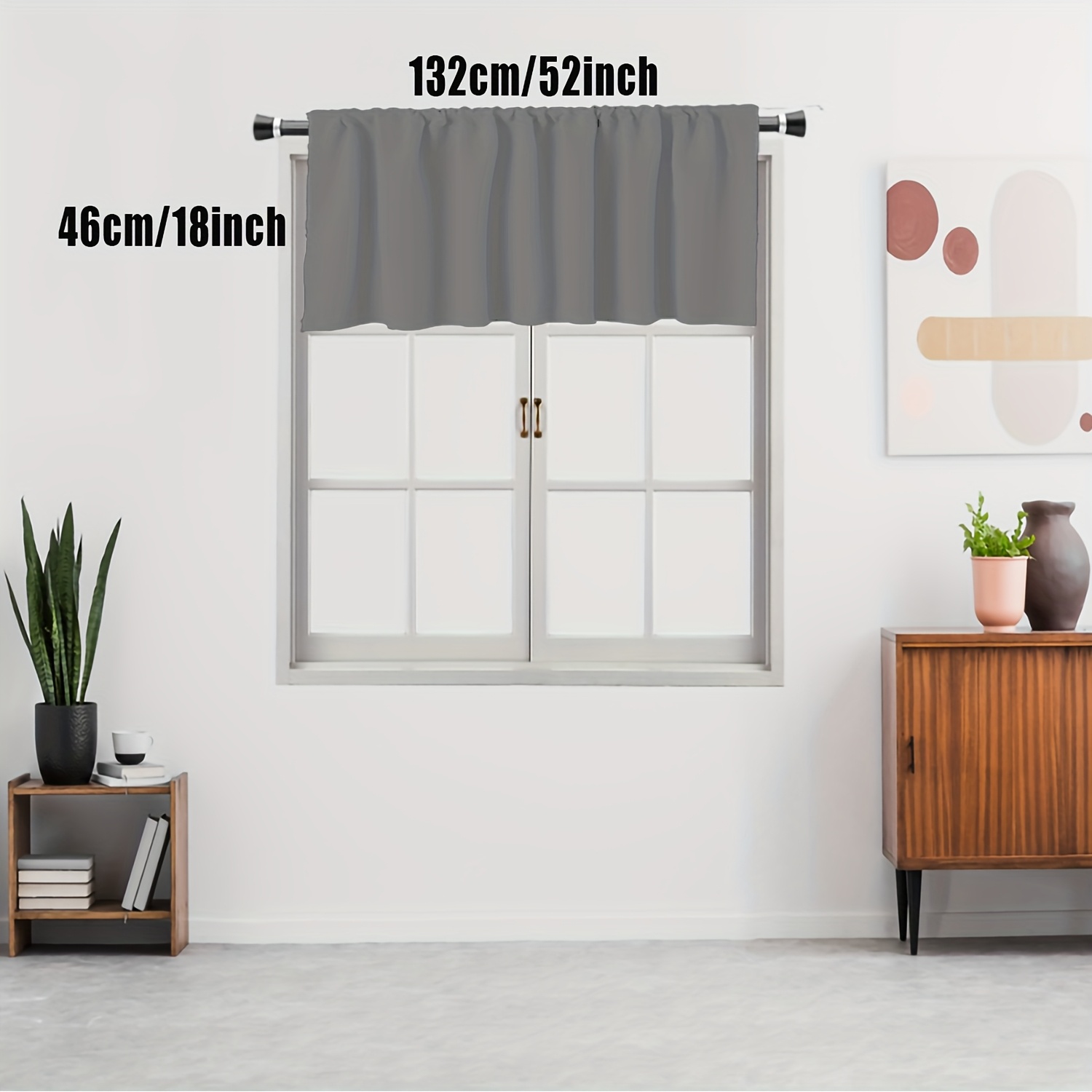 TEMU Cosennatur Pack Of 1, Fashion Plain 100% Blackout Kitchen Valance, Black, Gray, Silver, Navy Blue, Gray-green , Rod Pocket Top, Black Blackout