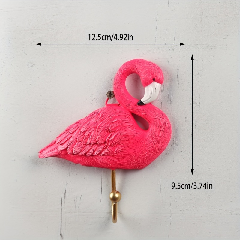 Image of 1 Wall Decor Animal Hook, Pink Flamingo Wall Hanging, Suitable For Bathroom And Entrance - And Stylish Hook Solution, Suitable For Coats, Bags, Towels And Keys